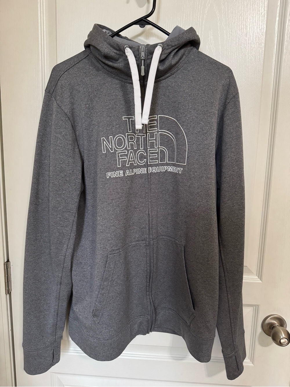 The North Face Gray Full-Zip Hoodie with White Logo Size Large - Picture 1 of 2